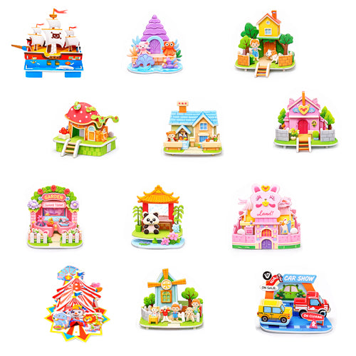 Mini kit de rompecabezas de casa 3D